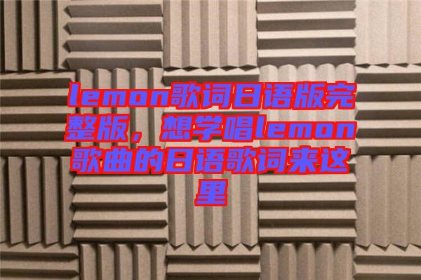 lemon歌詞日語版完整版，想學唱lemon歌曲的日語歌詞來這里