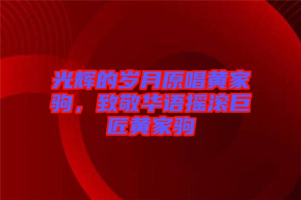 光輝的歲月原唱黃家駒，致敬華語搖滾巨匠黃家駒