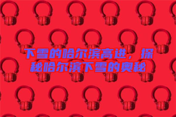 下雪的哈爾濱高進，探秘哈爾濱下雪的奧秘