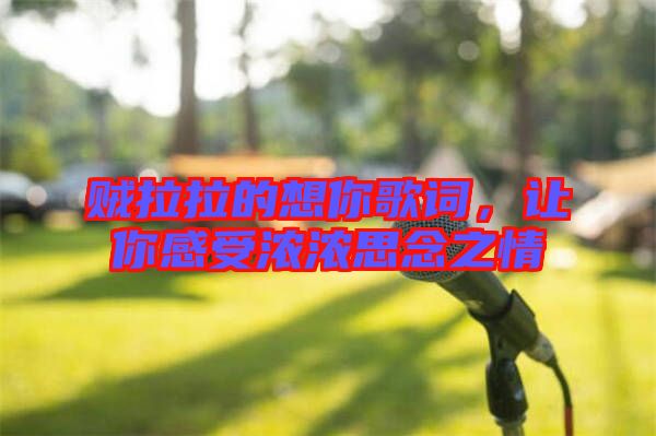 賊拉拉的想你歌詞，讓你感受濃濃思念之情