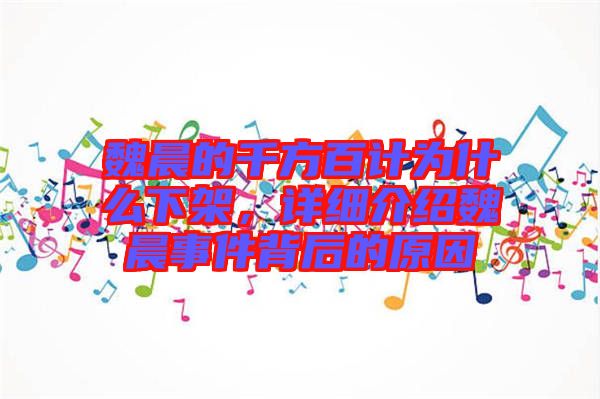 魏晨的千方百計為什么下架，詳細介紹魏晨事件背后的原因
