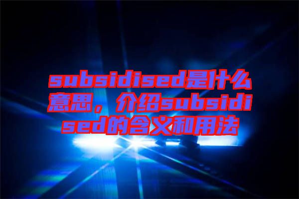 subsidised是什么意思，介紹subsidised的含義和用法