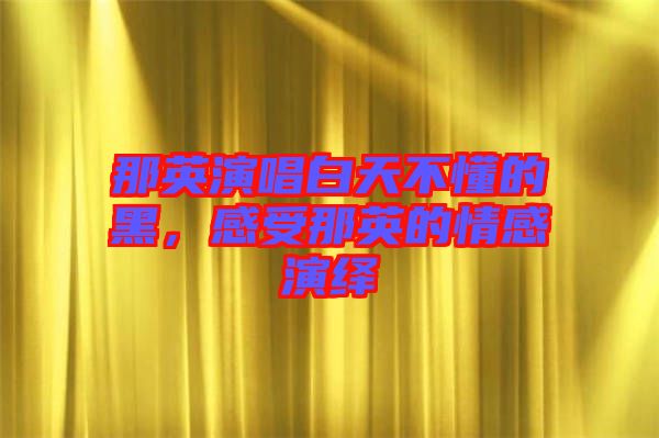 那英演唱白天不懂的黑，感受那英的情感演繹