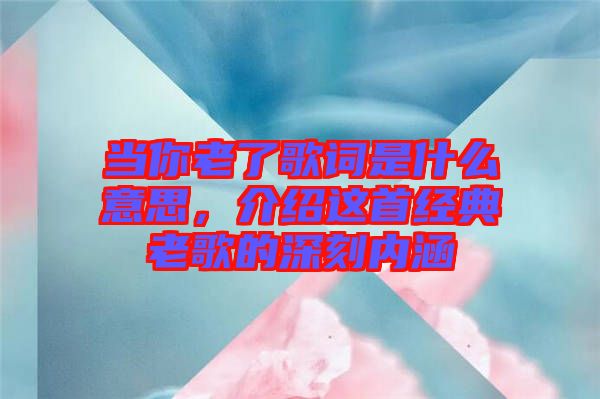 當你老了歌詞是什么意思，介紹這首經典老歌的深刻內涵