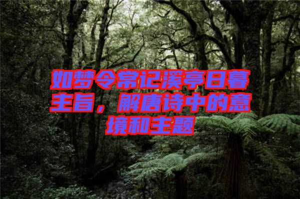 如夢令常記溪亭日暮主旨，解唐詩中的意境和主題