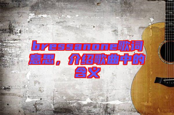 bressanone歌詞意思，介紹歌曲中的含義