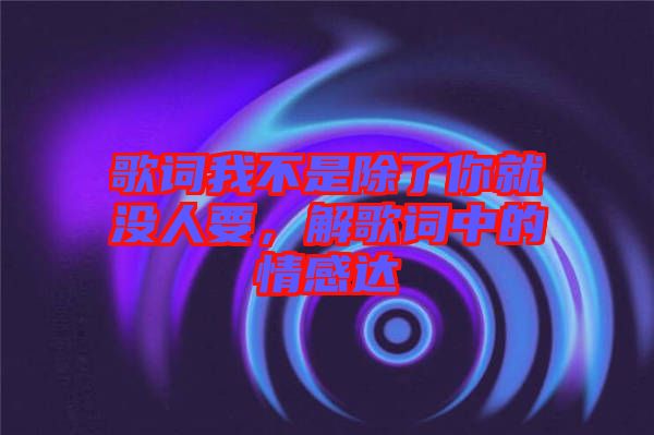 歌詞我不是除了你就沒(méi)人要，解歌詞中的情感達(dá)