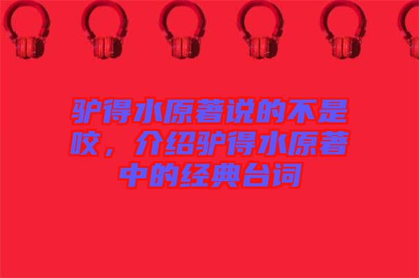 驢得水原著說的不是咬，介紹驢得水原著中的經(jīng)典臺詞