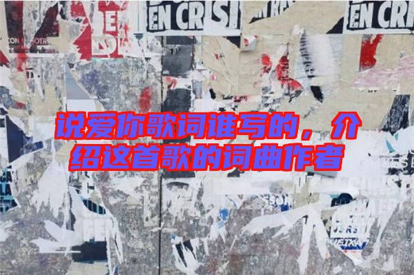 說愛你歌詞誰寫的，介紹這首歌的詞曲作者