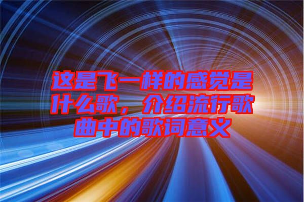 這是飛一樣的感覺是什么歌，介紹流行歌曲中的歌詞意義