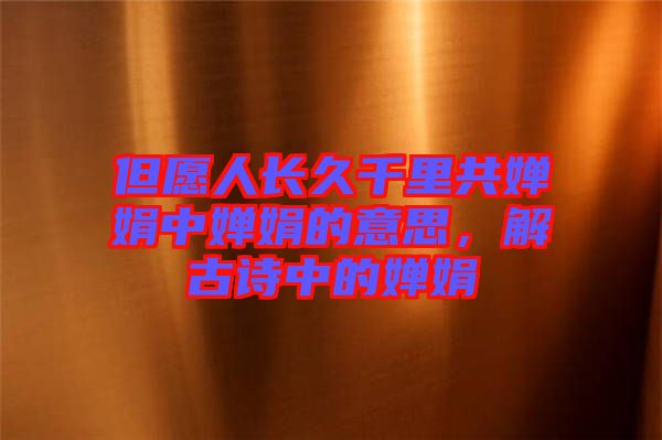 但愿人長久千里共嬋娟中嬋娟的意思，解古詩中的嬋娟