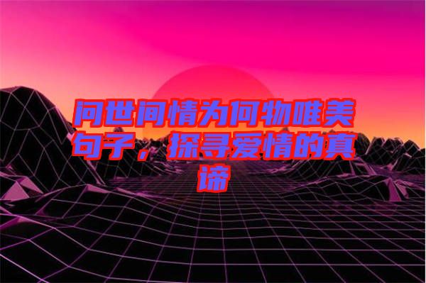 問世間情為何物唯美句子，探尋愛情的真諦