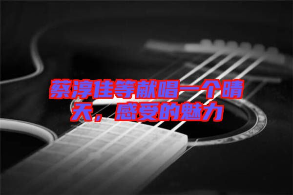 蔡淳佳等獻唱一個晴天，感受的魅力