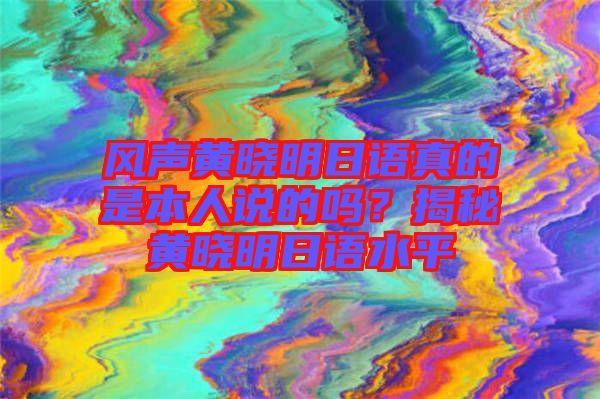 風(fēng)聲黃曉明日語真的是本人說的嗎？揭秘黃曉明日語水平