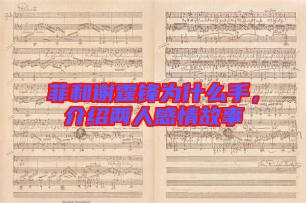 菲和謝霆鋒為什么手，介紹兩人感情故事