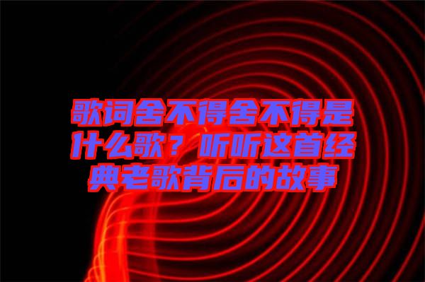 歌詞舍不得舍不得是什么歌？聽聽這首經(jīng)典老歌背后的故事