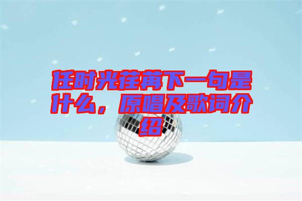 任時光荏苒下一句是什么，原唱及歌詞介紹