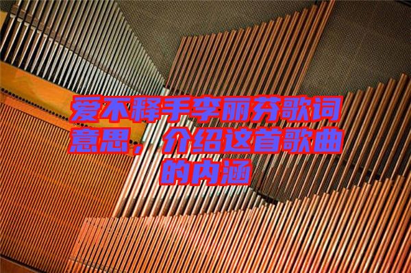 愛不釋手李麗芬歌詞意思，介紹這首歌曲的內(nèi)涵