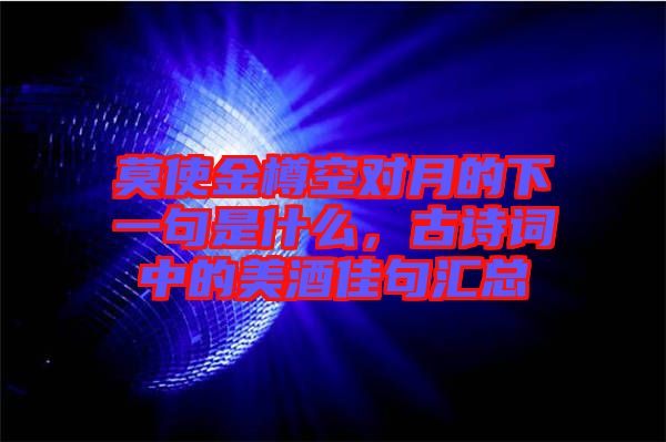 莫使金樽空對月的下一句是什么，古詩詞中的美酒佳句匯總