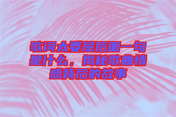 歌詞太委屈后面一句是什么，揭秘歌曲情感背后的故事