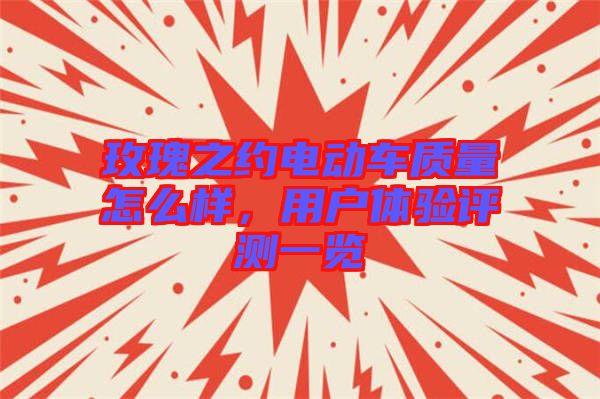 玫瑰之約電動車質量怎么樣，用戶體驗評測一覽
