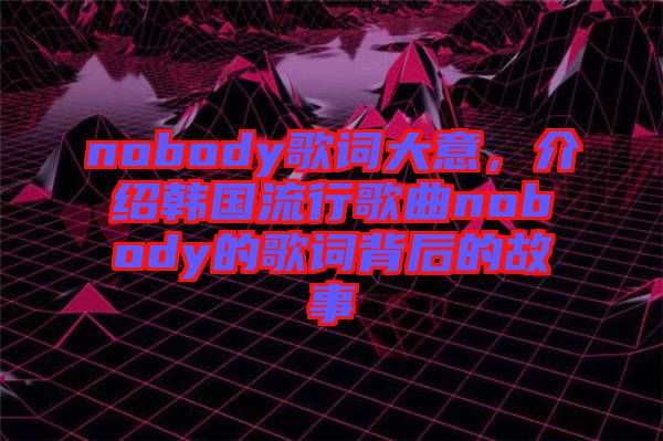 nobody歌詞大意，介紹韓國(guó)流行歌曲nobody的歌詞背后的故事