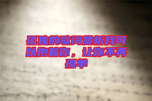 孤獨(dú)的歌詞賞析我可以抱著你，讓你不再孤單