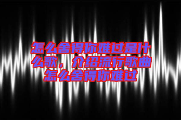 怎么舍得你難過是什么歌，介紹流行歌曲怎么舍得你難過