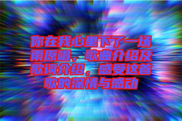 你在我心里下了一場(chǎng)雨原唱，歌曲介紹及歌詞介紹，感受這首歌的深情與感動(dòng)