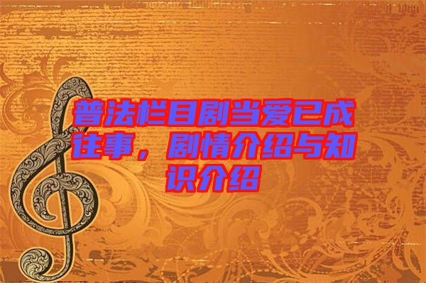 普法欄目劇當(dāng)愛已成往事，劇情介紹與知識介紹