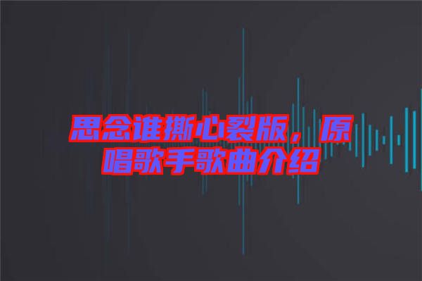 思念誰撕心裂版，原唱歌手歌曲介紹