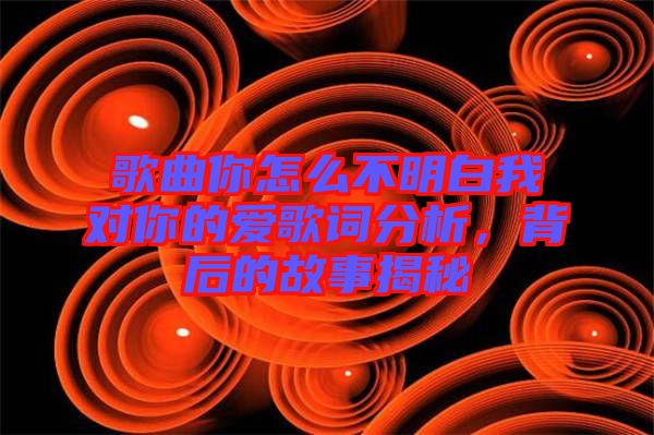 歌曲你怎么不明白我對(duì)你的愛歌詞分析，背后的故事揭秘