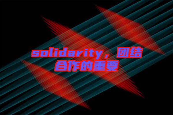 solidarity，團結(jié)合作的重要