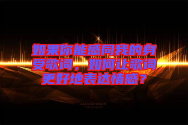 如果你能感同我的身受歌詞，如何讓歌詞更好地表達(dá)情感？
