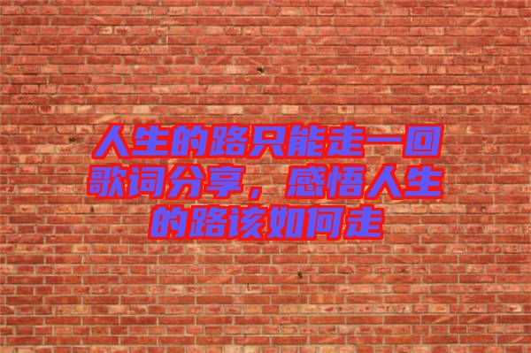 人生的路只能走一回歌詞分享，感悟人生的路該如何走