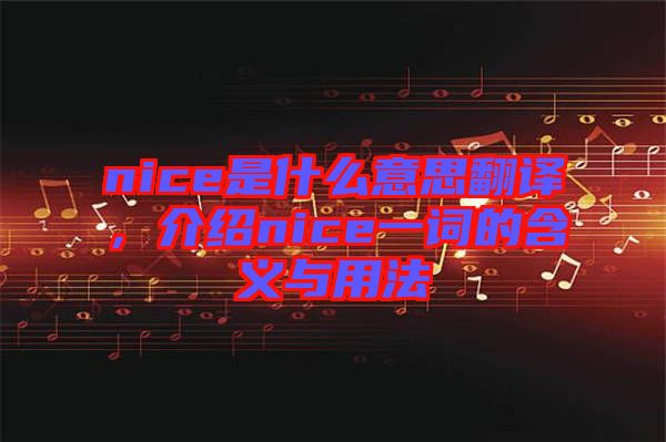 nice是什么意思翻譯，介紹nice一詞的含義與用法