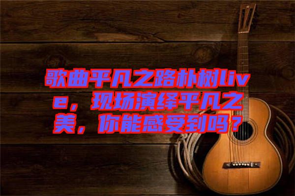 歌曲平凡之路樸樹live，現(xiàn)場(chǎng)演繹平凡之美，你能感受到嗎？