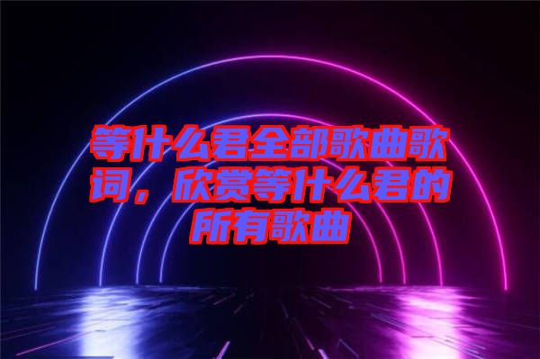 等什么君全部歌曲歌詞，欣賞等什么君的所有歌曲