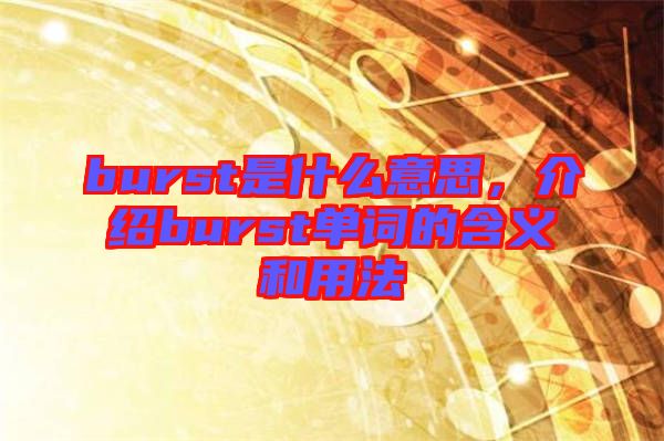 burst是什么意思，介紹burst單詞的含義和用法