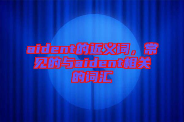 aident的近義詞，常見的與aident相關的詞匯