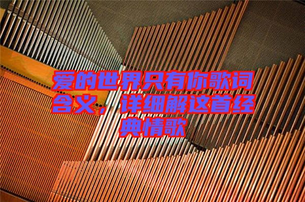 愛的世界只有你歌詞含義，詳細解這首經(jīng)典情歌