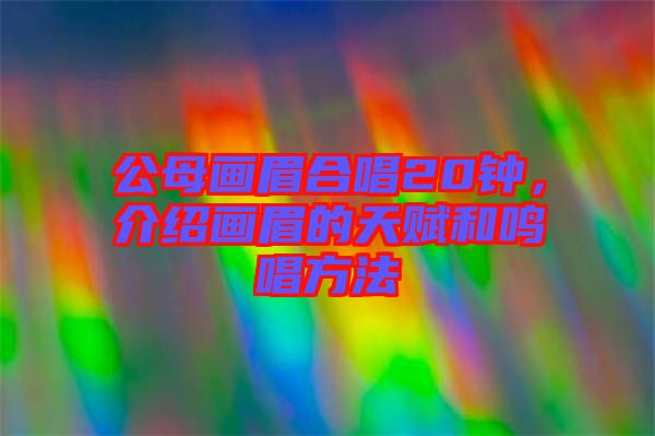 公母畫(huà)眉合唱20鐘，介紹畫(huà)眉的天賦和鳴唱方法