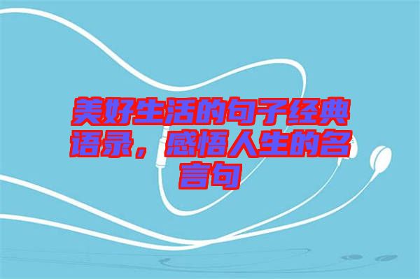 美好生活的句子經(jīng)典語(yǔ)錄，感悟人生的名言句