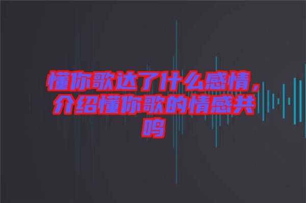 懂你歌達(dá)了什么感情，介紹懂你歌的情感共鳴
