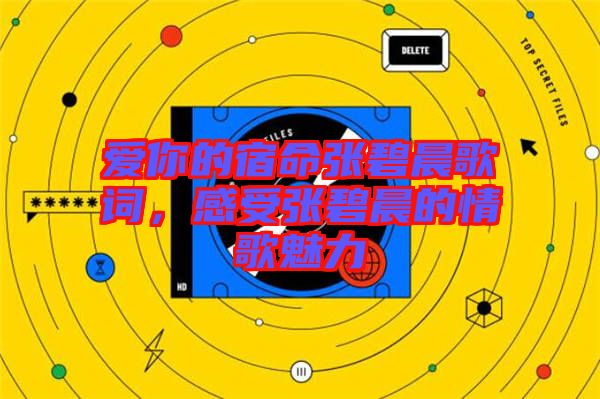 愛你的宿命張碧晨歌詞，感受張碧晨的情歌魅力