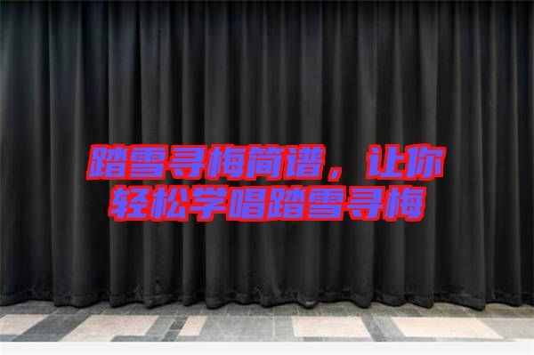 踏雪尋梅簡譜，讓你輕松學(xué)唱踏雪尋梅