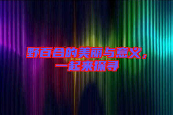 野百合的美麗與意義，一起來探尋