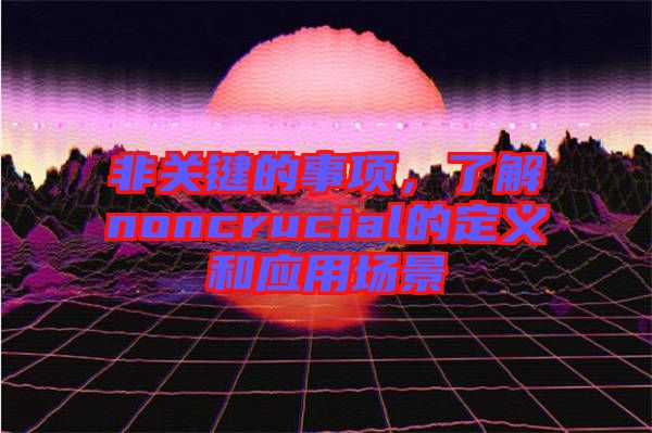 非關(guān)鍵的事項(xiàng)，了解noncrucial的定義和應(yīng)用場景