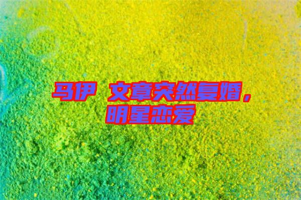 馬伊琍文章突然復(fù)婚，明星戀愛(ài)