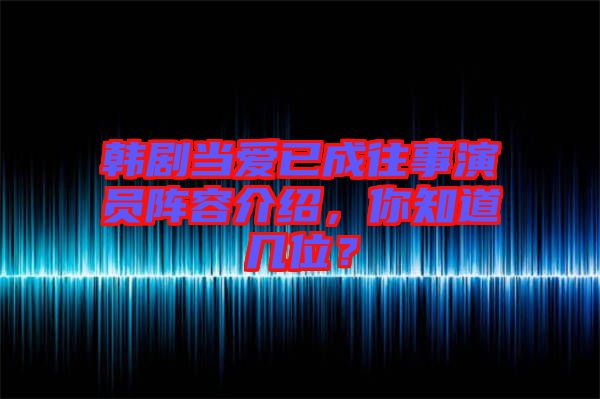 韓劇當愛已成往事演員陣容介紹，你知道幾位？